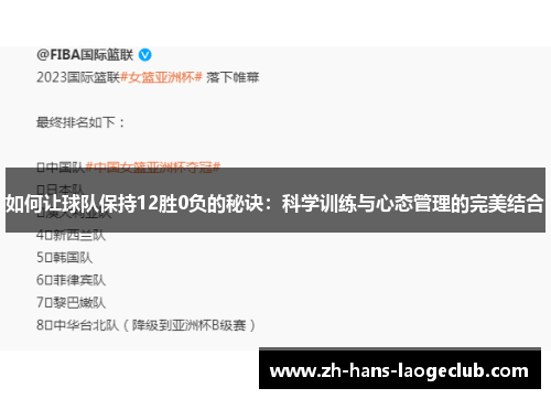 如何让球队保持12胜0负的秘诀：科学训练与心态管理的完美结合